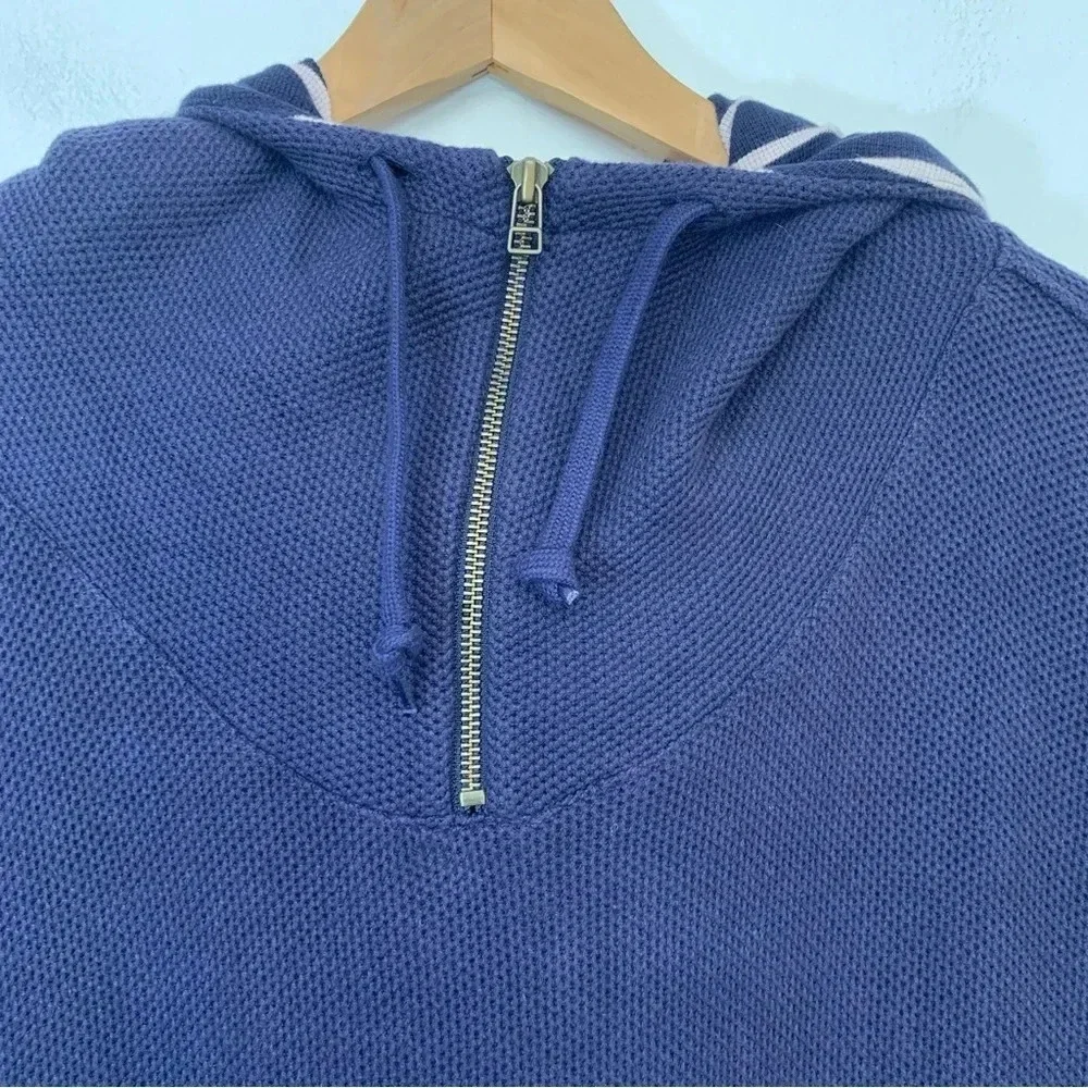 Nautica American Yachting Sweater Men Large 100%% Cotton Hood Navy Blue Oversize